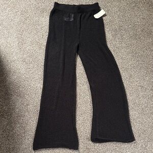 Black Mesh Flared Pants